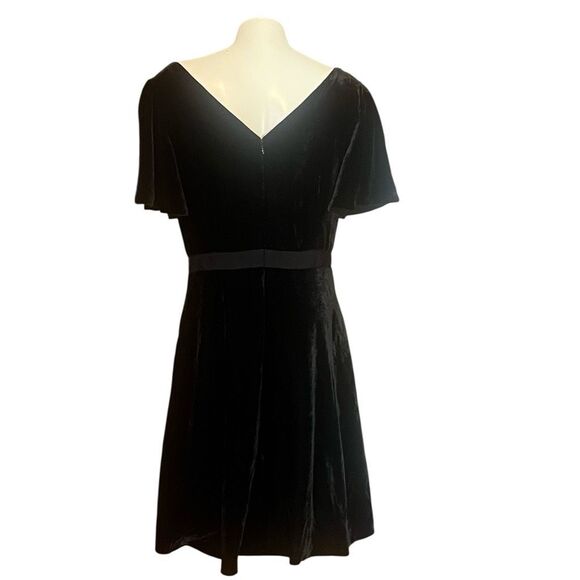Ann Taylor Flutter Sleeve Black Velvet Ribbon Waist Dress Sz10 NWT - Picture 4 of 9